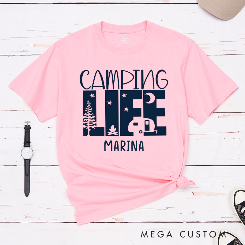 Personalized Camping Life T-Shirt Happy Campe Shirt Camping Outdoors Lover Gift
