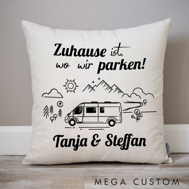 Personalised Camping Pillow With Name Traveling Hiking Motorhome Lover Pillow Gift for Couple Outdoor