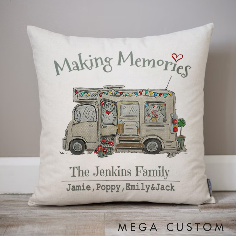 Personalised Making Memories Family Holiday Camping Traveling Hiking Lover Pillow Gift for Outdoor