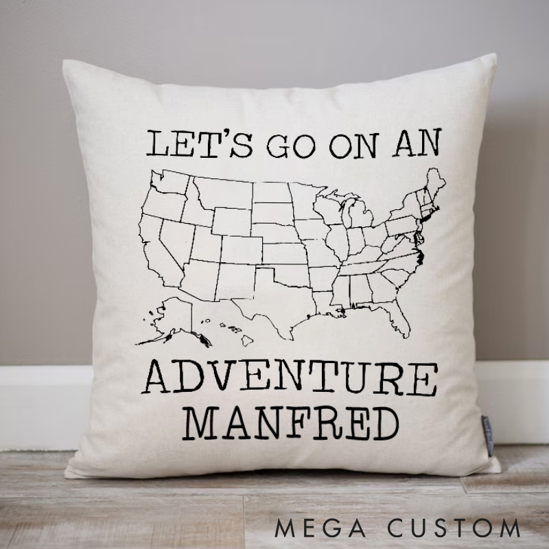 Personalised Let's Go On An Adventure Pillow Traveling Camping Hiking Lover Pillow Gift for Outdoor