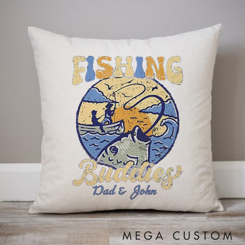 Personalized Fishing Buddies Pillow Perfect Gift for Fishing Enthusiasts