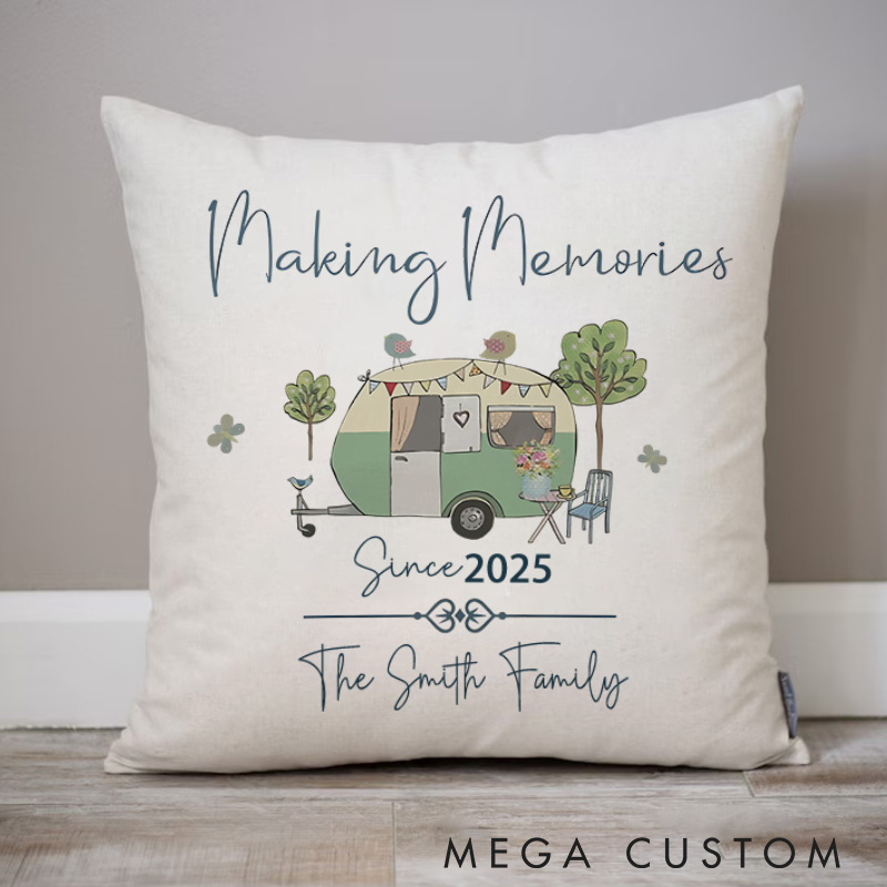 Personalised Making Memories Pillow Couple Camping Traveling Hiking Lover Pillow Gift for Outdoor