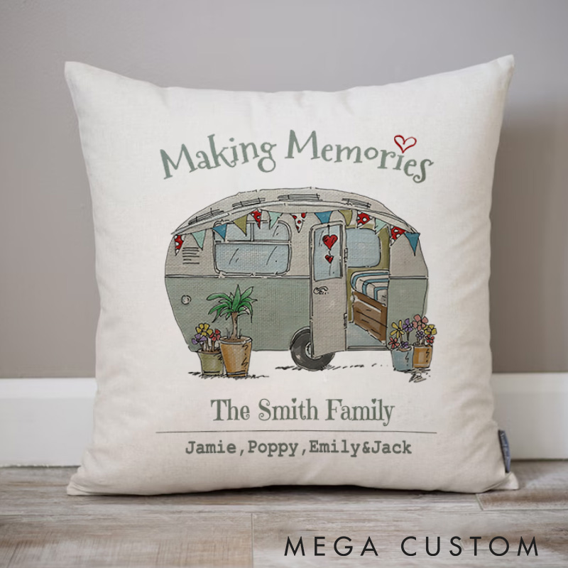 Personalised Making Memories Pillow Camping Traveling Hiking Enthusiasts Pillow Gift for Outdoor