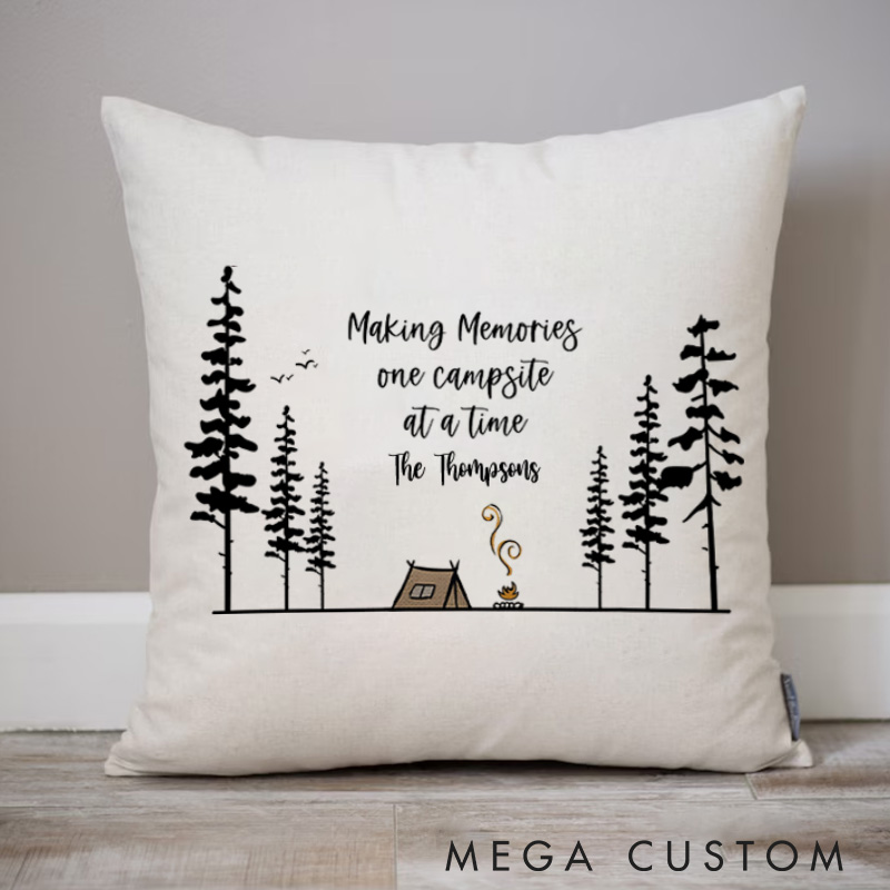 Personalised Making Memories Family Holiday Pillow Camping Traveling Hiking Enthusiasts Pillow Gift for Outdoor