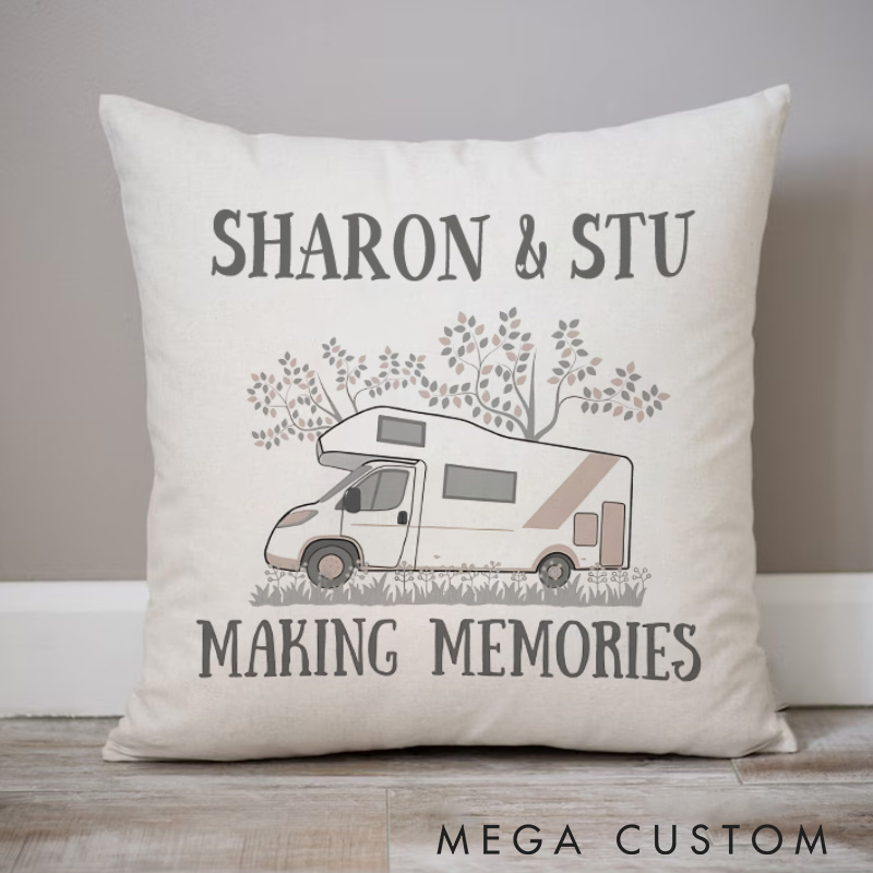 Personalised Making Memories Pillow Motorhome Cushion Camping Traveling Hiking Enthusiasts Pillow Gift for Outdoor