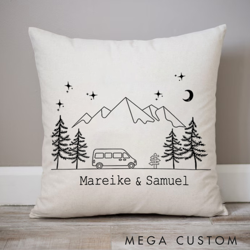 Personalised Mountains And Nature Pillow Camping Traveling Hiking Enthusiasts Pillow Gift Outdoor