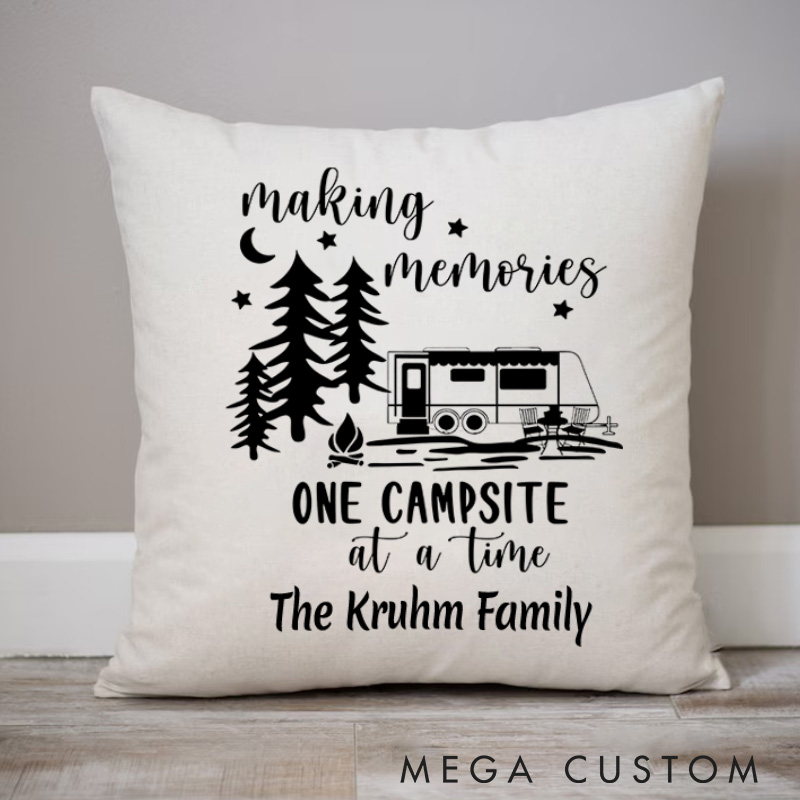 Personalised Camper Road Trip Pillow Camping Traveling Hiking Enthusiasts Pillow Gift Outdoor