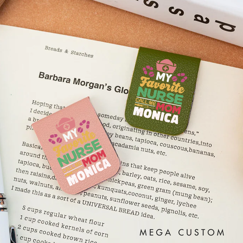 Personalised Leather Magnetic Bookmark for Nurse My Favorite Nurse Calls Me Mom Design Cute Bookmark Gift Book Lover Gift 