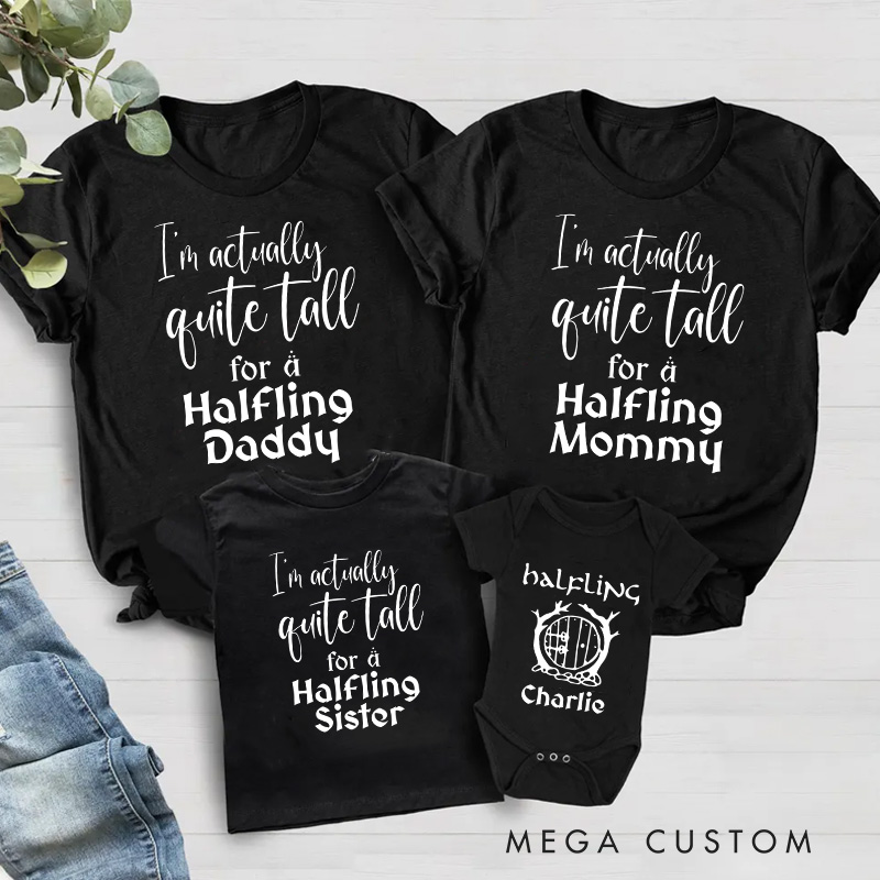 Personalized Halfling Movie Family T-Shirts Funny Family Matching Tshirt for Movie Lovers 90s Movie New Dad Gift