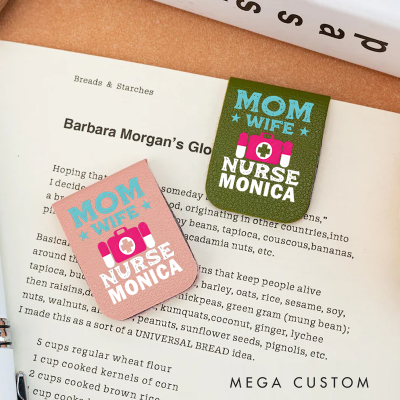 Personalised Leather Magnetic Bookmark for Nurse Mom Wife Nurse Design Cute Bookmark Gift Book Lover Gift 