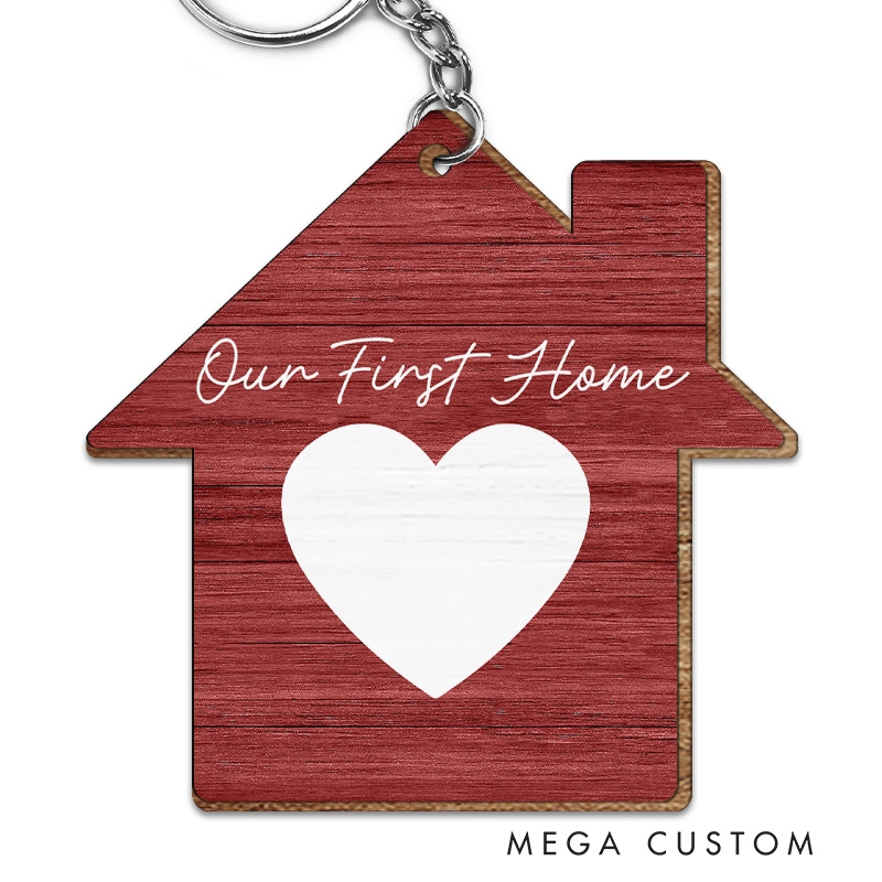 Personalized Photo Our First Home Married Couple Personalized Wooden Keychain Our First Home Gifts