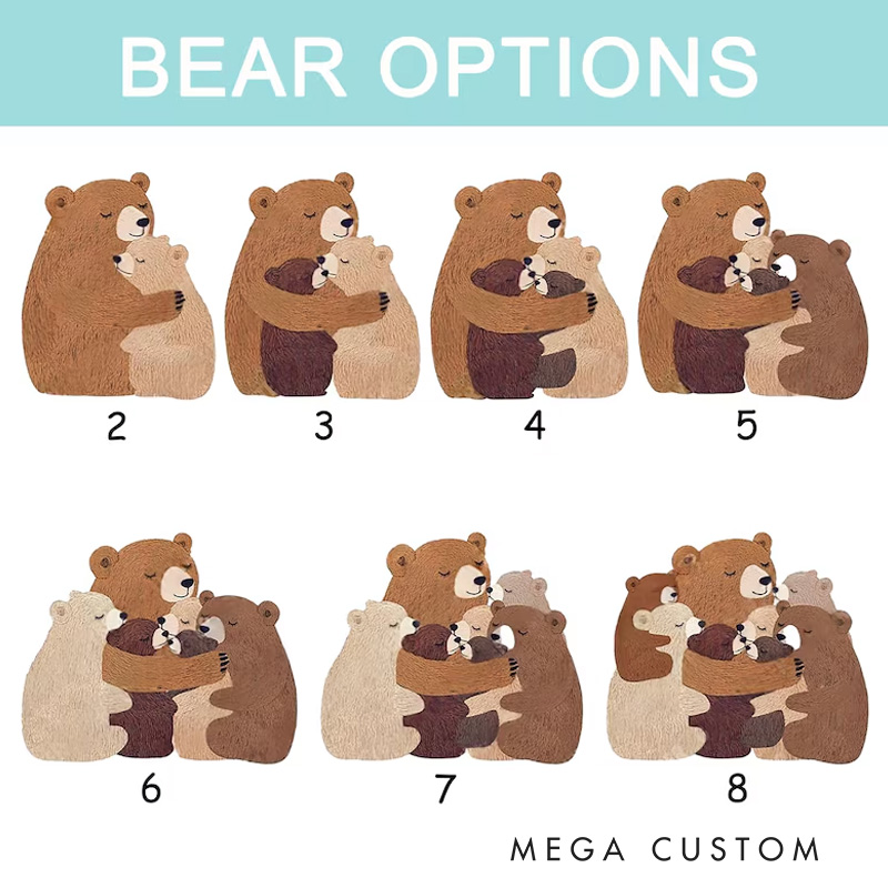 Personalized Bear Family Pillow Custom Hugging Bears Cushion Cozy Family Gift
