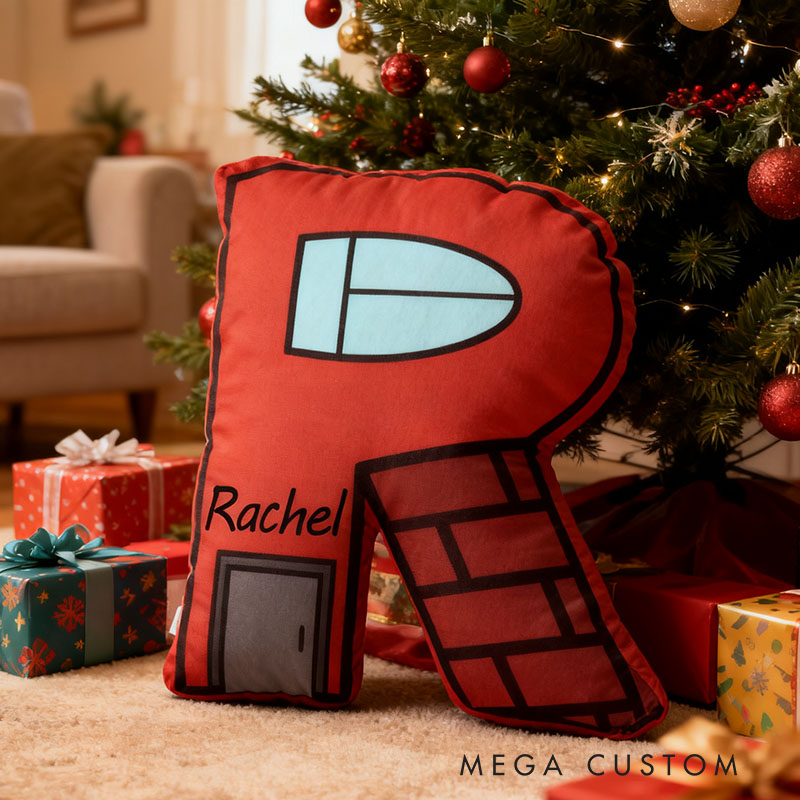 Personalized Letter Housewarming Pillow Graphic 3D Print Custom Name Cozy Home Decor with Festive Purple House Soft Accent Cushion New Home Gift