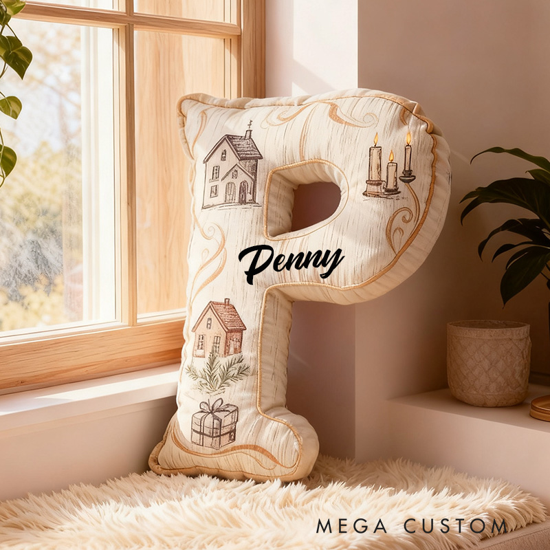 Personalized Rustic Pillow Graphic 3D Print Custom Name Cozy Home Decor with Charming House and Candle Design Soft Accent Cushion Gift for Home Lovers