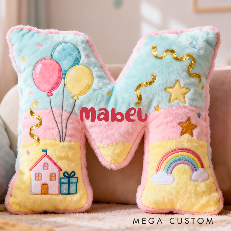 Personalized 26 Letter Pillow with Graphic 3D Print Whimsical Design Customizable Name Soft Plush Cushion for Kids Decor Fun Gift Idea Moving Gifts