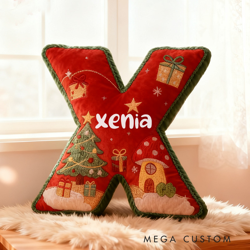 Personalized Christmas Letter Pillow Graphic 3D Print Festive Design Custom Name Soft Cushion for Holiday Decor Perfect Seasonal Gift Christmas Gifts