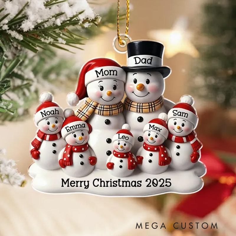 Personalized Snowman Family Ornament Custom 2D Flat Family Christmas Ornament 2025