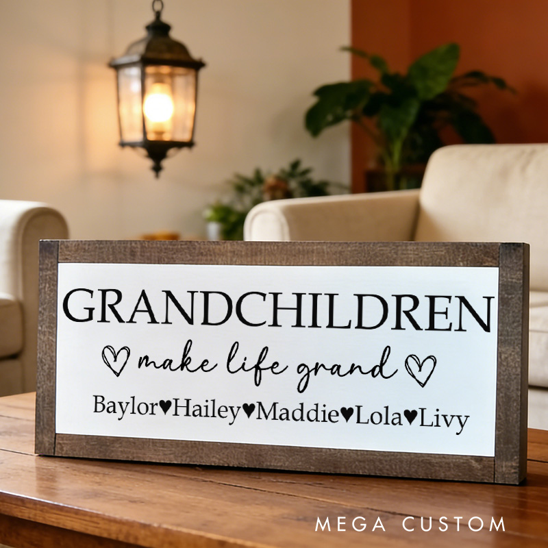 Personalized Grandchildren Sign Grandchildren Make Life Grand Sign Grandparents Sign Grandparents Gift Grandma and Grandpa Sign