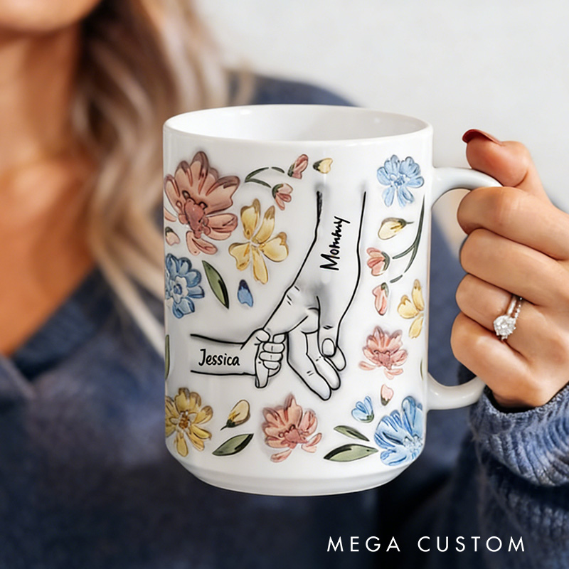 Personalized Hand In Hand I Will Always Protect You Gift For Mom Grandma Custom Grandma Mug Grandmother Birthday Mothers Day Gift
