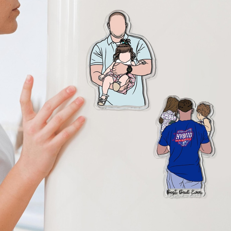 Personalized Gift For Dad Custom Dad Photo Magnet Faceless Portrait Fridge Magnet Husband New Dad Gift