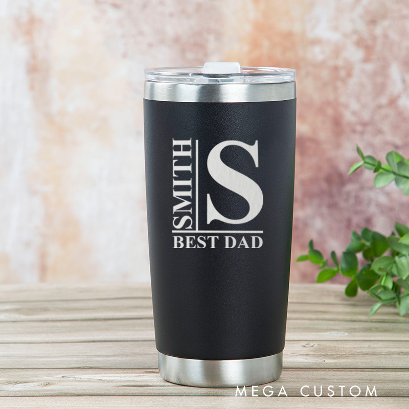 Personalized Engraved Tumbler Custom Stainless Steel Insulated Travel Mug Best Dad Design with Lid Gift for Father's Day Birthday Coffee Tea Drinkware