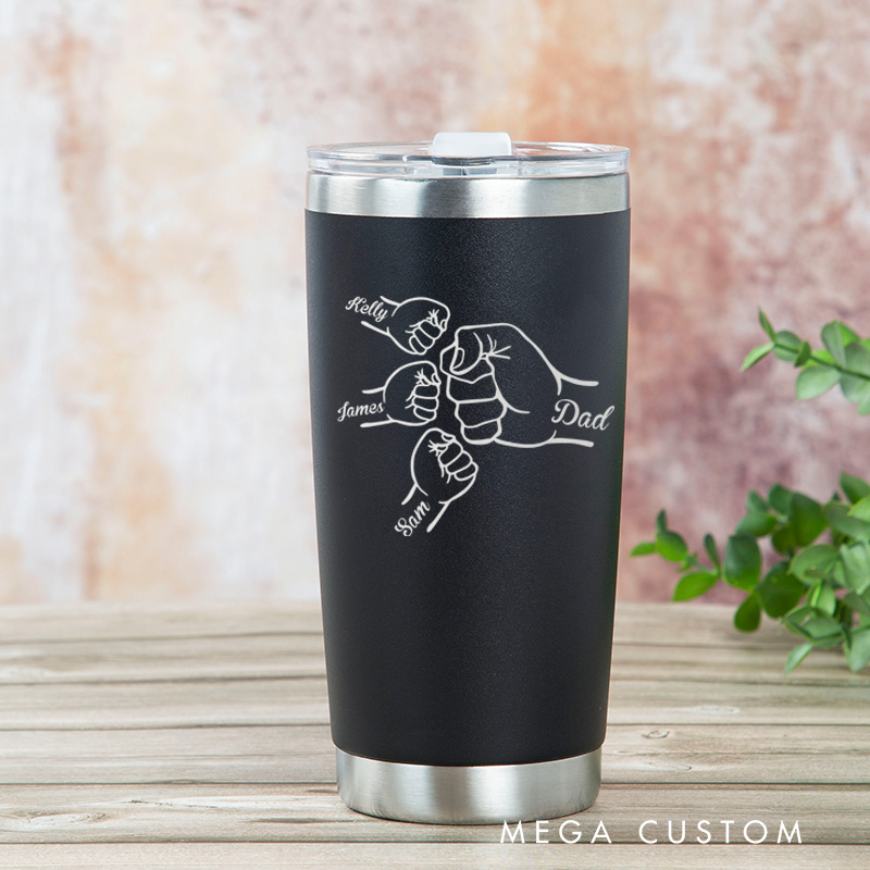 Personalized Fist Bump Dad And Kids Framed Tumbler Gift From Kids Sign Gifts For Dad Father's Day Gift Unique Gift For Dad