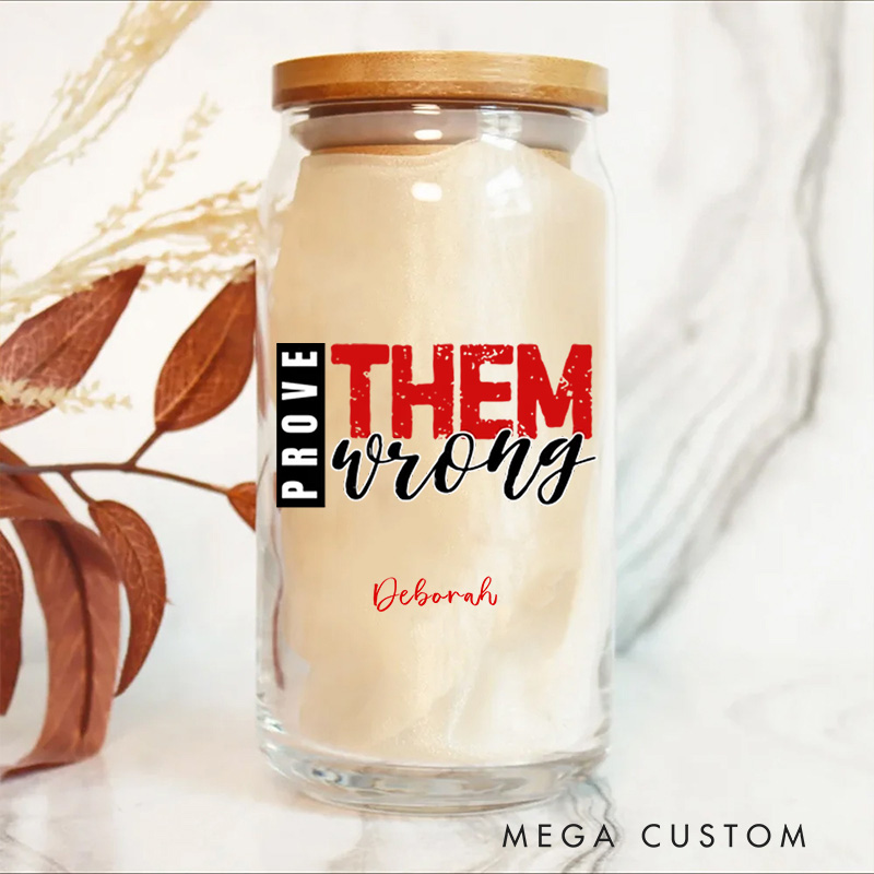 Personalized Christian Prove Them Wrong Glass Cup with Lid and Straw Birthday Religious Baptism Gift for Family Friends Christians