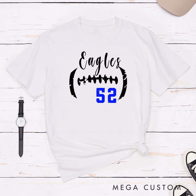 Personalized American Football and Rugby T-Shirts Customized with Your Team Name and Number-Game Day Shirt