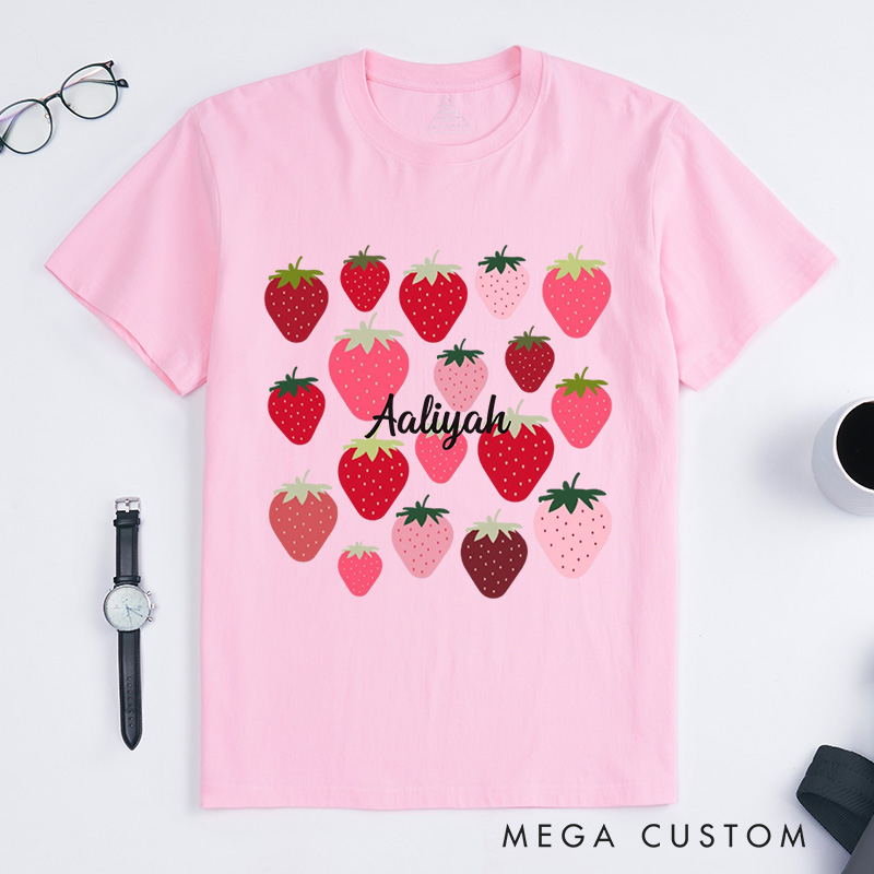 Personalized Strawberries Classic T-Shirts Aesthetic Shirt Strawberry Birthday Shirt Fruit Shirt Strawberry Shirt Plant Shirt Gardening Shirt Plant Lover