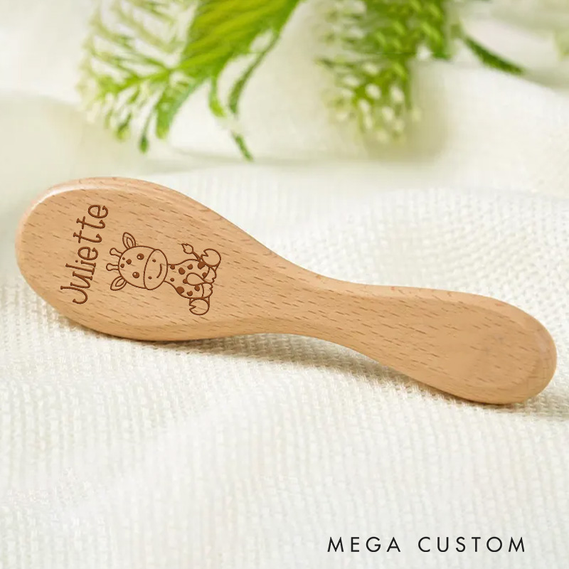 Personalized Wooden Baby Hair Brush with Animal Baby Shower Gift Newborn Gifts Baby Girl/Boy Gifts