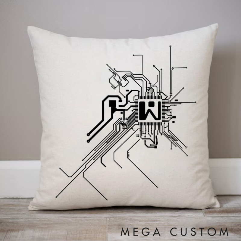 Personalized Tech Circuitry Pillows Programmer Technology Computer Pillows Gift for Geek Nerd 