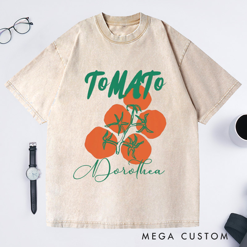 Personalized Tomato Washed T-Shirts Garden Shirt Farmers Market T Shirt with Name Gardening Shirt Garden Shirt Plant Lover Gift Gardener Gift