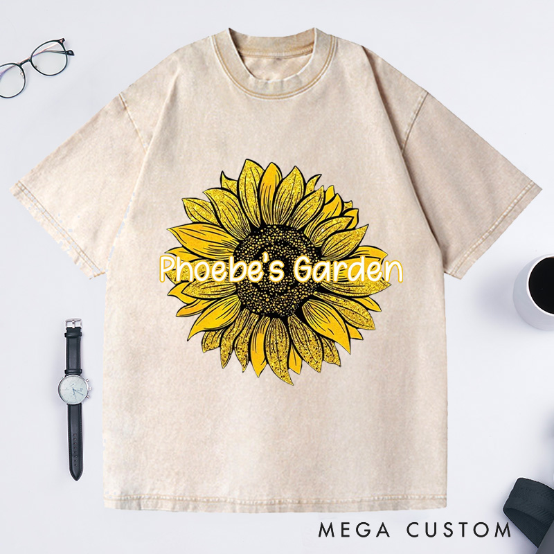 Personalized Sunflower Washed T-Shirts Plant Shirt Plant Lover Shirt Garden Shirt Gardener Shirt Gardening Lover Gift Garden Gift