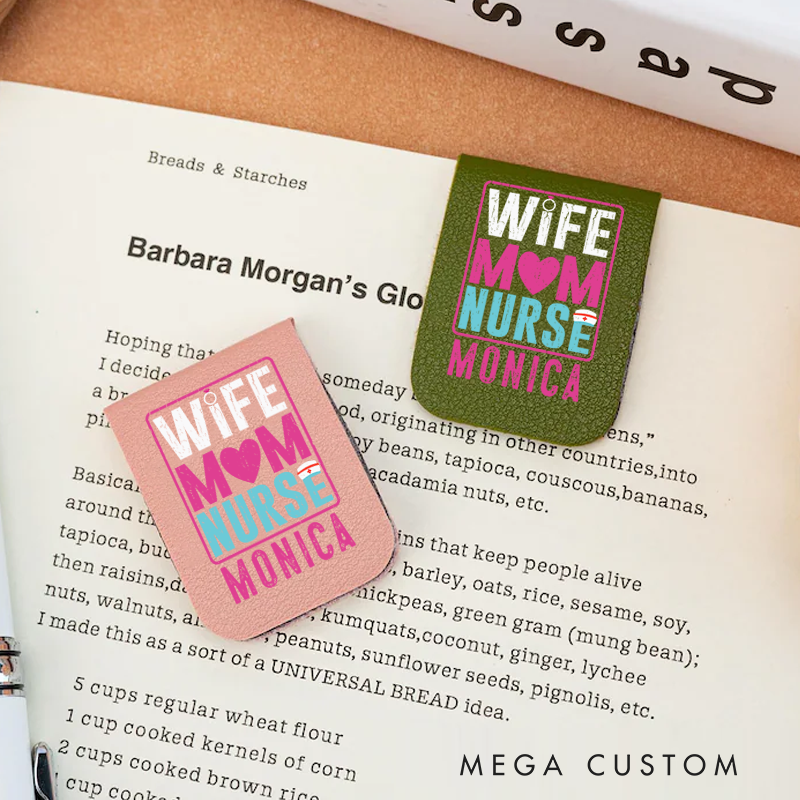 Personalised Leather Magnetic Bookmark for Nurse Wife Mom Nurse Design Cute Bookmark Gift Book Lover Gift 