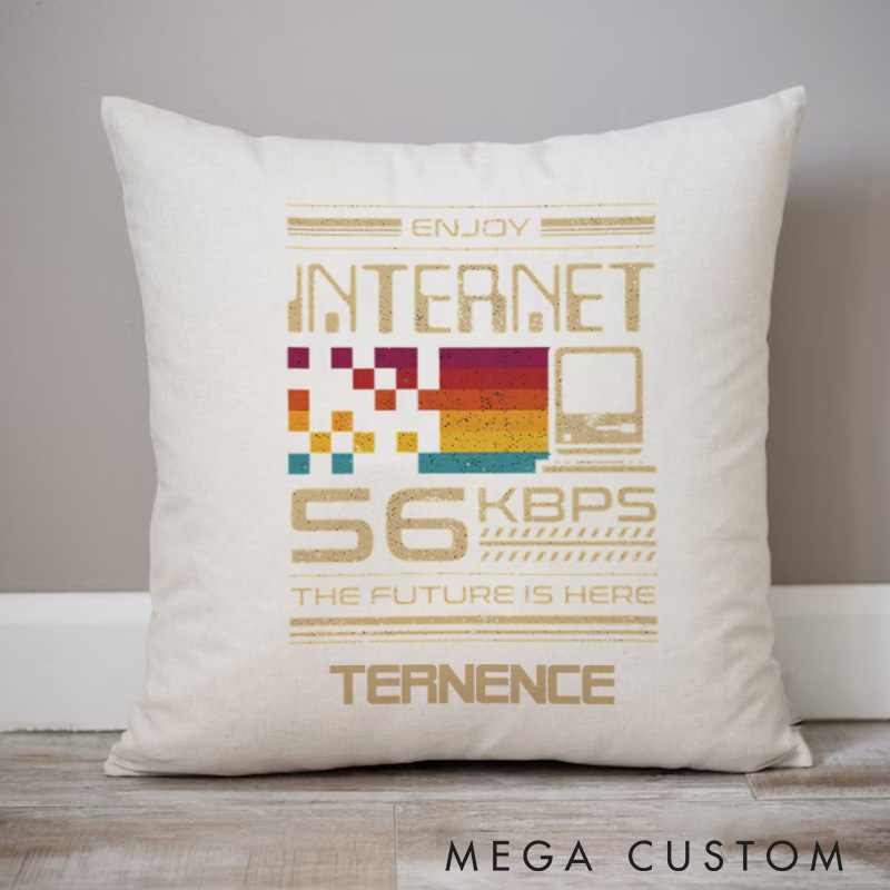 Personalized 56 KBPS Pillows Computer Technology Enthusiasts Pillows Gift for Geek Nerd