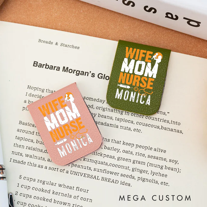 Personalised Leather Magnetic Bookmark for Nurse Wife Mom Nurse Design Cute Bookmark Gift Book Lover Gift 