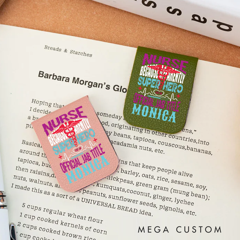 Personalised Leather Magnetic Bookmark for Nurse Because Superhero Isn’t an Official Job Title Design Cute Bookmark Gift Book Lover Gift 