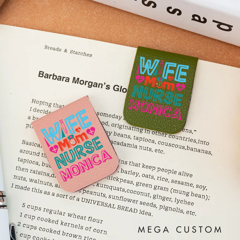 Personalised Leather Magnetic Bookmark for Nurse Wife Mom Nurse Design Cute Bookmark Gift Book Lover Gift 