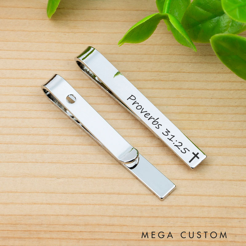 Personalized Bible Verse Tie Clip for Men Custom Engraved Religious Christian Quote Tie Clip First Communion Gift Baptism Gift Christian Wedding Gift
