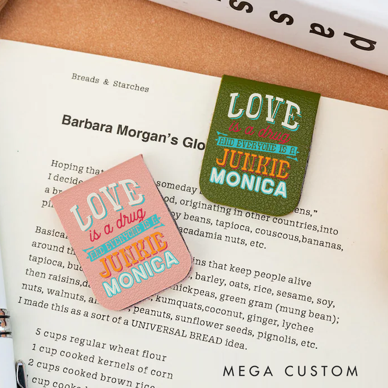 Personalised Leather Magnetic Bookmark for Nurse Love Is a Drug and Everyone Is a Junkie Design Cute Bookmark Gift Book Lover Gift 