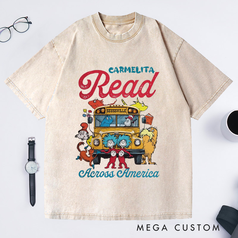 Personalized Read Across America Washed T-Shirts Reading Day T-shirt Reading Week Matching Shirt Book Lover Gift