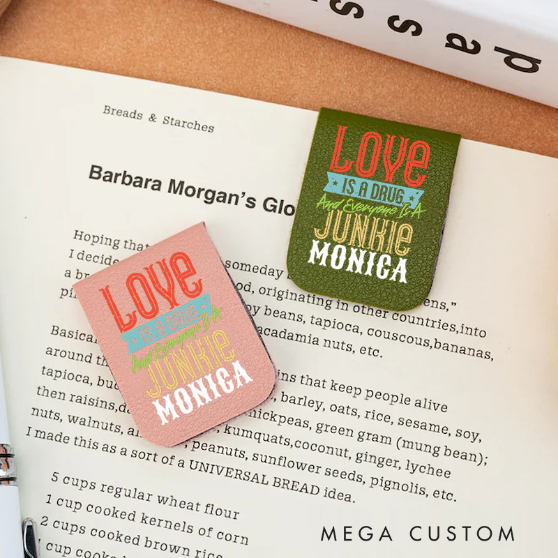 Personalised Leather Magnetic Bookmark for Nurse Love Is a Drug and Everyone Is a Junkie Design Cute Bookmark Gift Book Lover Gift 
