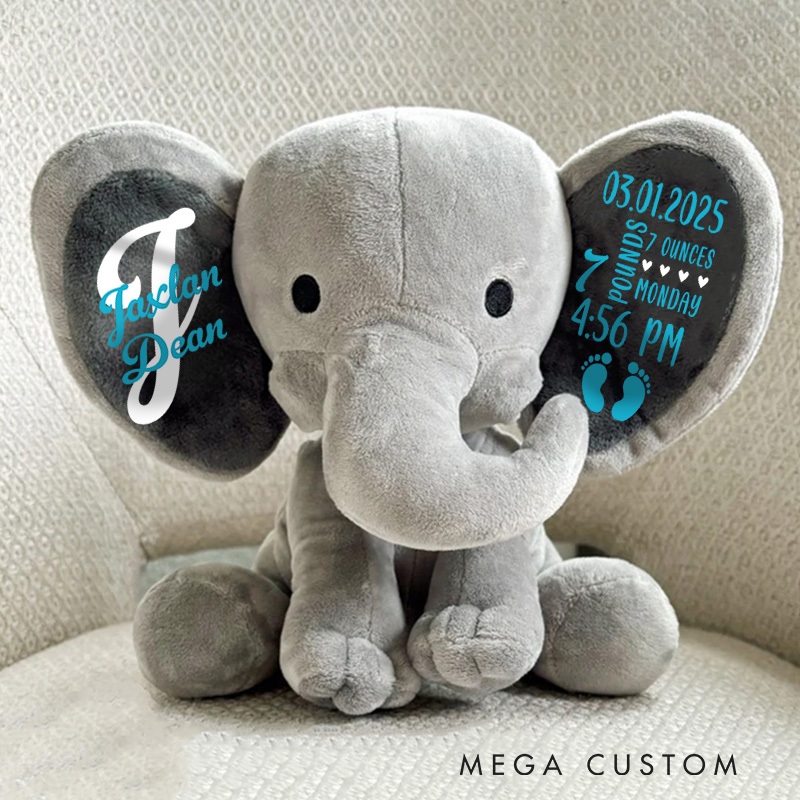 Personalised Elephant Keepsake Stuffed Animal Gift Welcome Home Baby Gift
