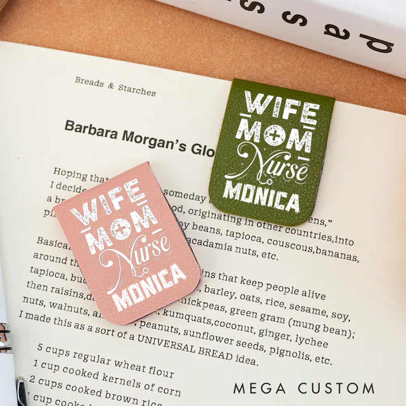 Personalised Leather Magnetic Bookmark for Nurse Wife Mom Nurse Design Cute Bookmark Gift Book Lover Gift 