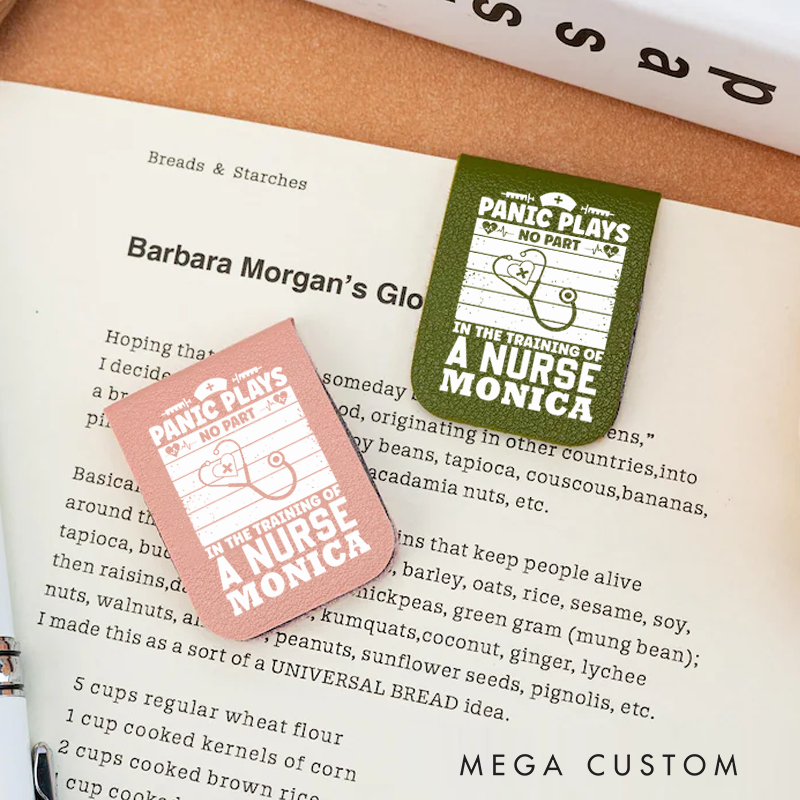 Personalised Leather Magnetic Bookmark for Nurse Panic Plays No Part in the Training of a Nurse Design Cute Bookmark Gift Book Lover Gift 
