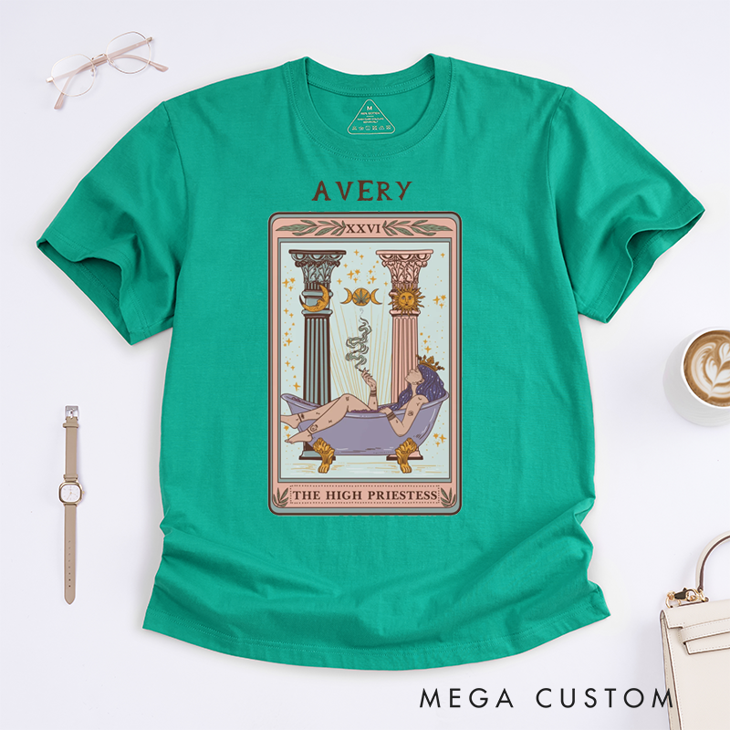 Personalized Tarot Lovers  High Priestess Tarot Card T-shirt Gift For Women