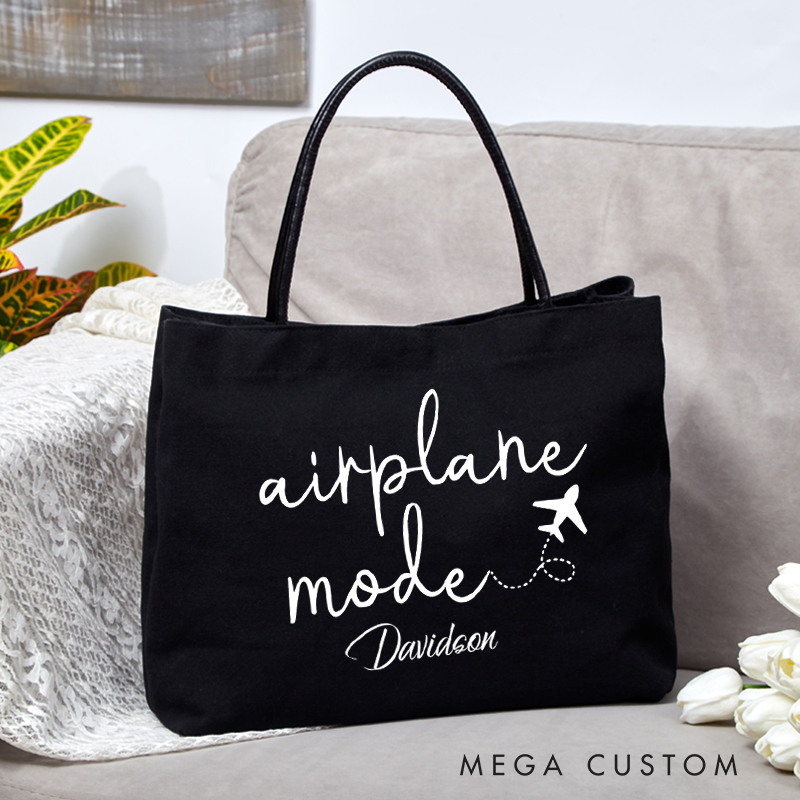 Personalized Airplane Mode Tote Bag Gifts for Travel Lovers Vacation Tote Bag Travel Tote Bag Gift for Traveler