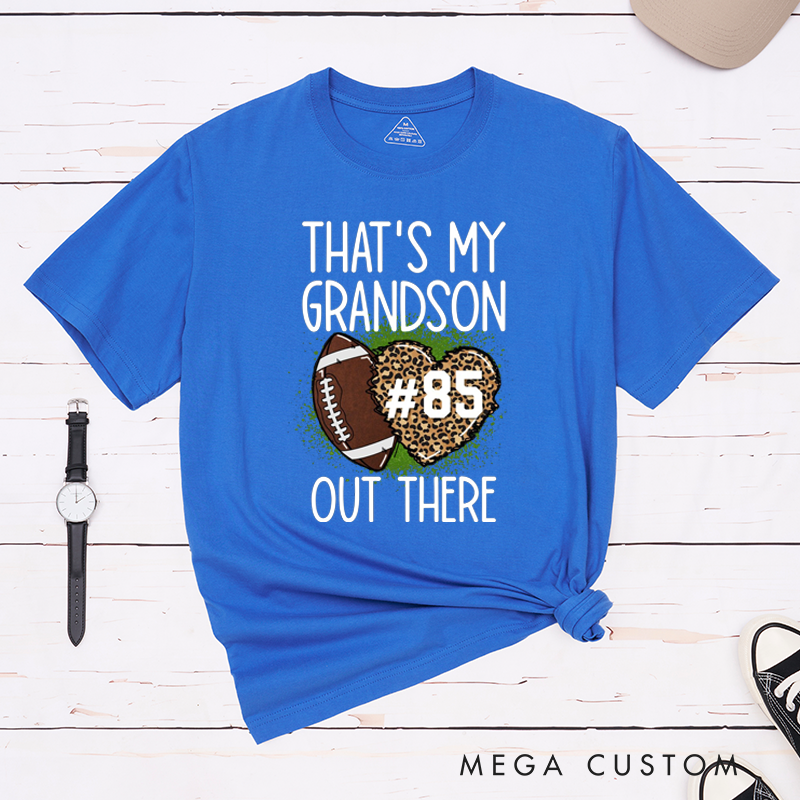 Personalized Leopard Print American Football and Rugby T-Shirts for Grandma T-Shirts with Custom Number