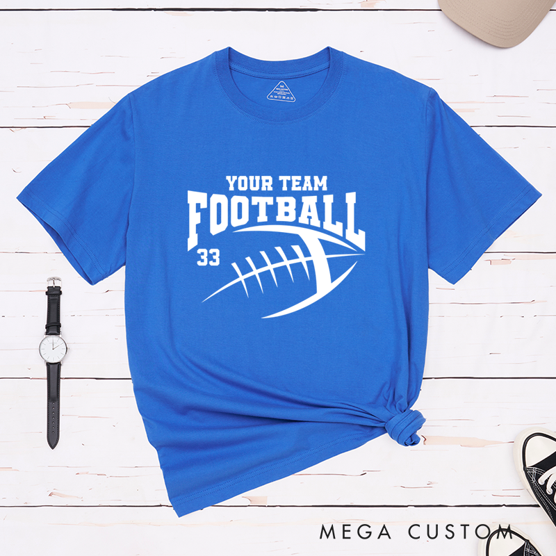 Personalized American Football T-Shirts with Custom Mascot Team Name and Number