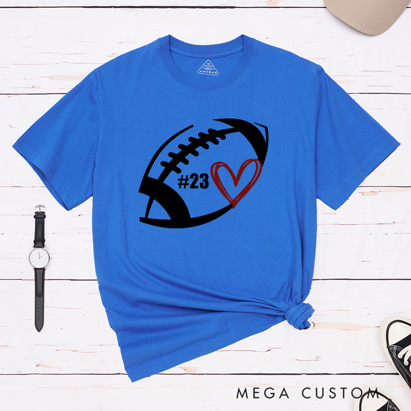 Personalized American Football and Rugby T-Shirts Featuring Custom Number on the Front